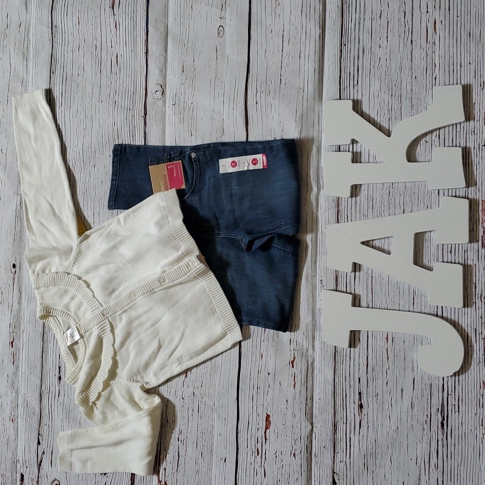 🆕️ GYMBOREE SKINNY JEANS AND CREAM CARDIGAN OUTFIT 👩